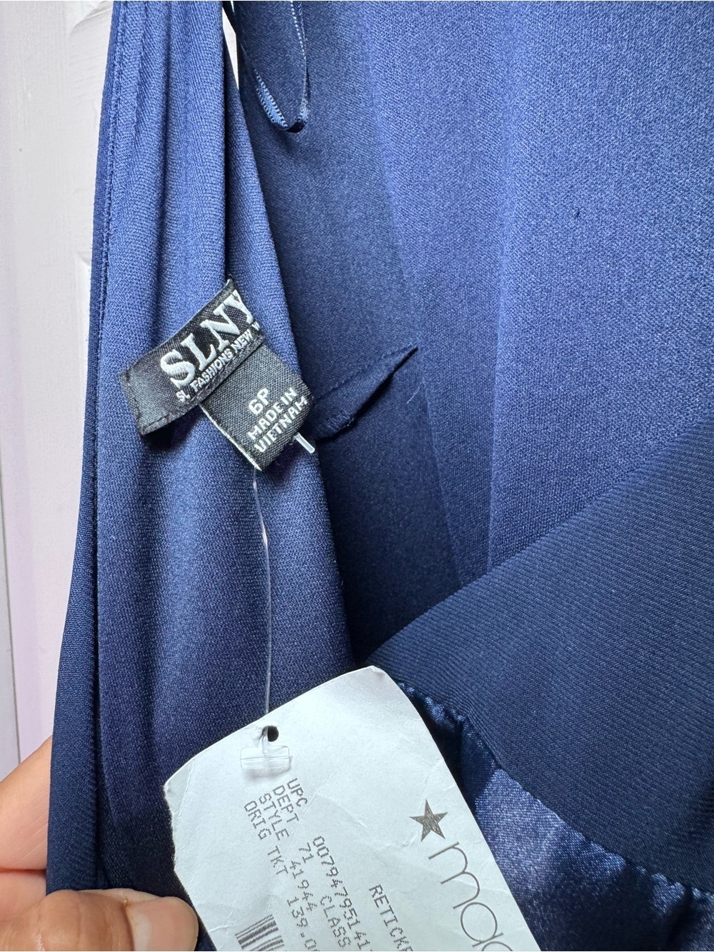 SL Fashions Navy to Sky Blue Ombre Satin Maxi Dress - Picture 7 of 12